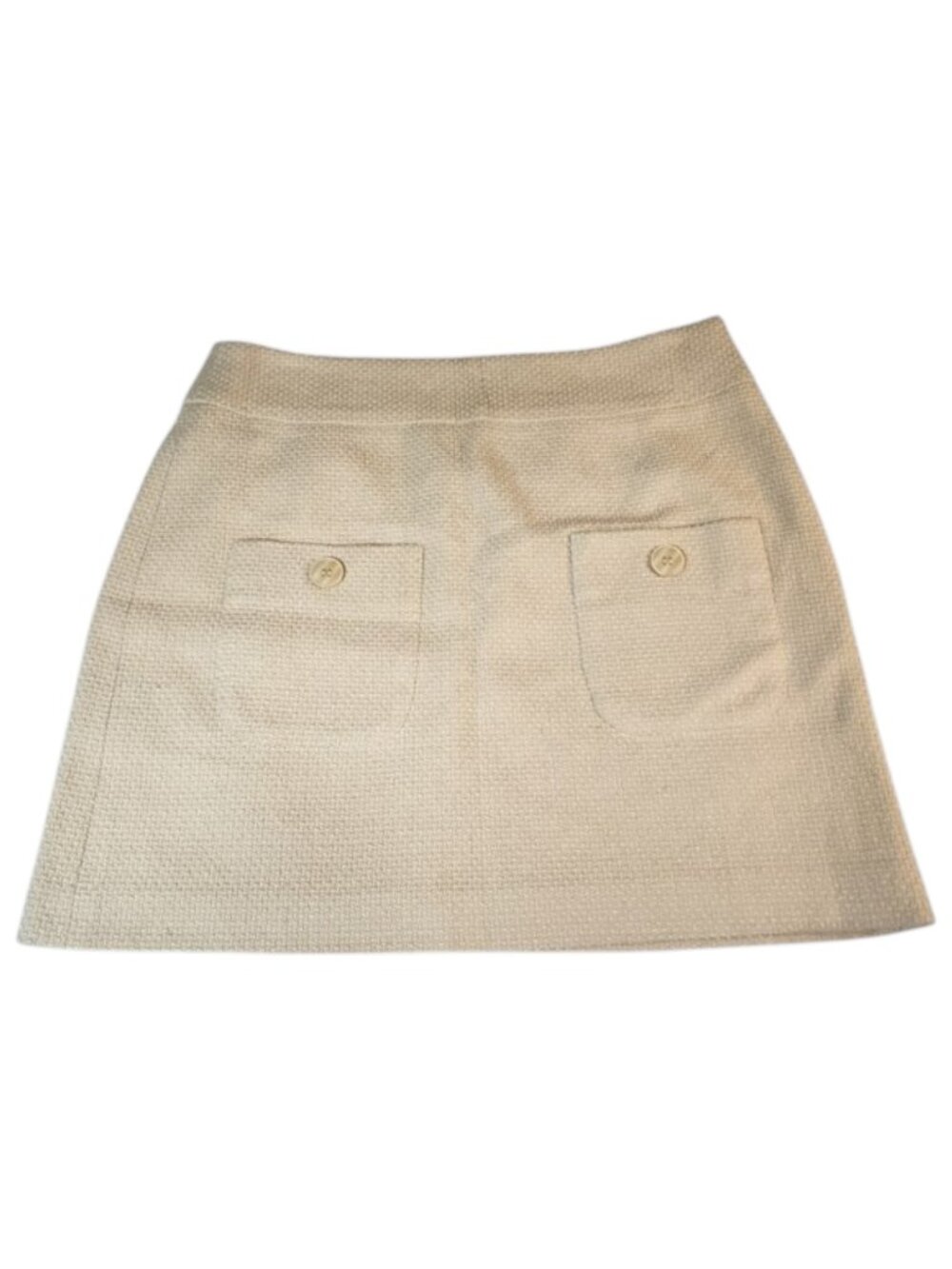 Vivienne Tam Wool Blend Tweed A-Line Mini Skirt Cream Textured Size 8